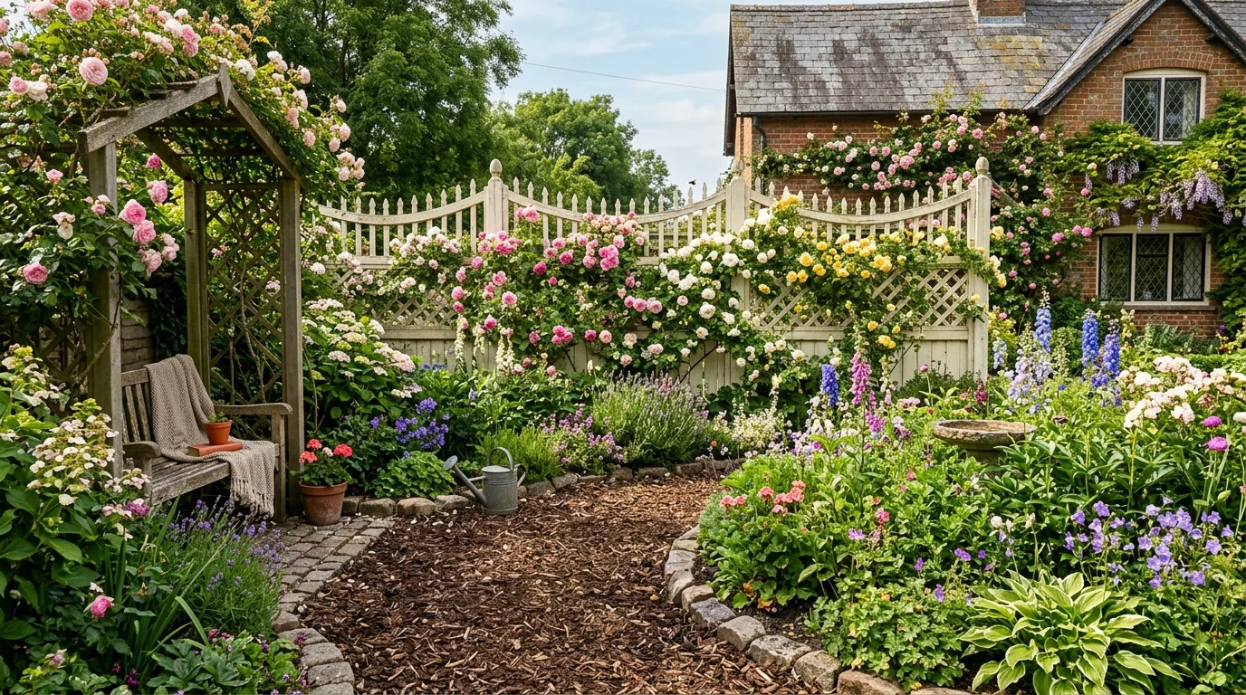 Decorative Wooden Fence With Roses